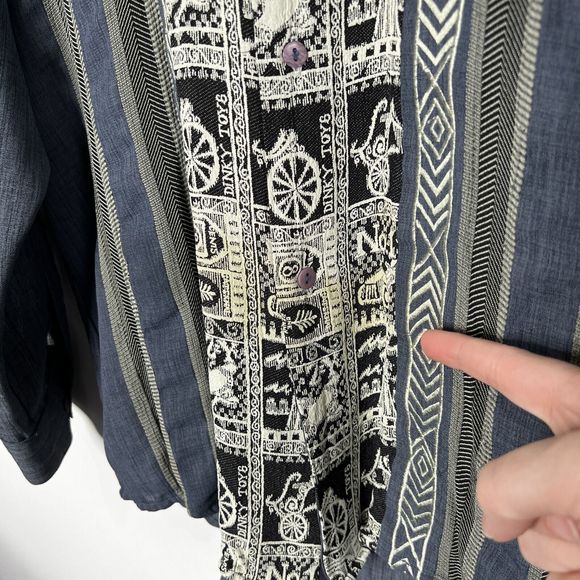 Vintage Husky Club Shirt Button Up Gray Blue Embroidered Men's Size Large - Picture 3 of 11